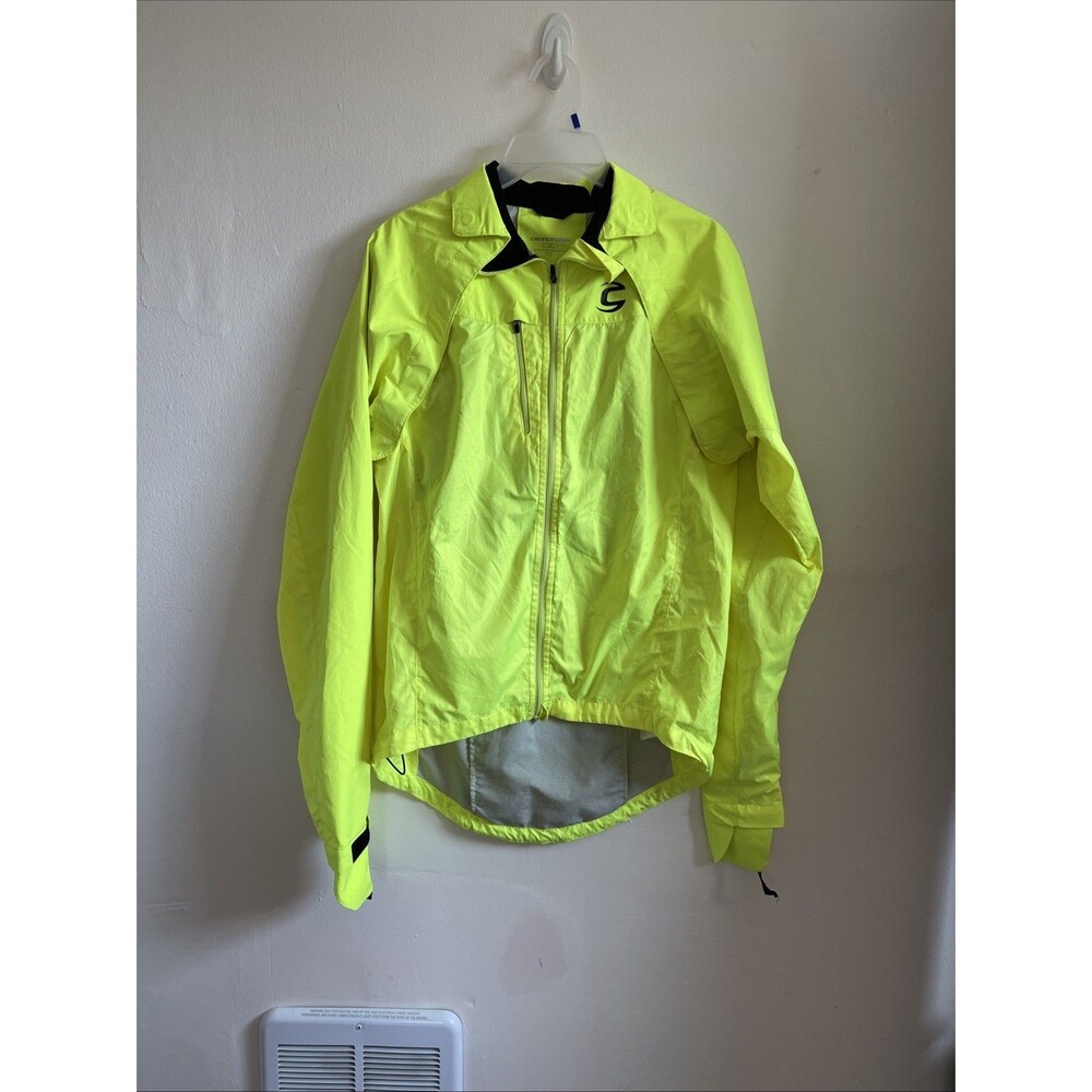 Cannondale Men’s L Cycling Vest Neon Yellow Windbreaker Remove Sleeves Magnet